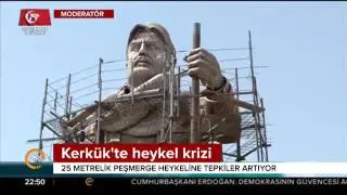 Kerkük'te 25 metrelik peşmerge heykeline tepkiler artıyor