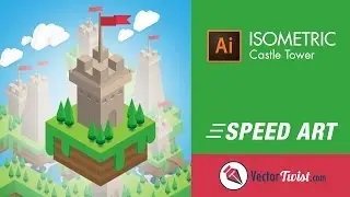 Isometric Building in Adobe Illustrator - Castle Tower - Speed Art