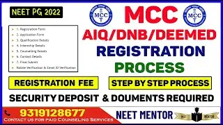 NEET PG 2022🔥MCC(AIQ/DNB/DIPLOMA/DEEMED) Step by Step Registration Process🔥Registration Fee Document