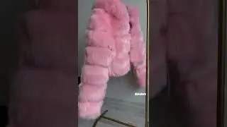 Pink Cropped Faux Fur Jacket with Hood for Women
