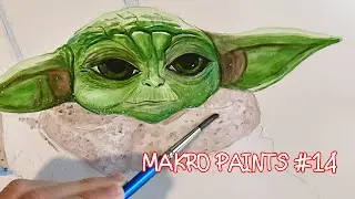 Grogu - baby Yoda - watercolor painting | How to | Mandalorian drawing