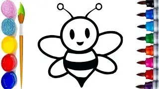 How to draw cute honey Bee step by step for kids | Learn drawing honey Bee very easily |