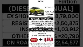 TATA HARRIER PURE PLUS S DARK EDITION ON ROAD PRICE