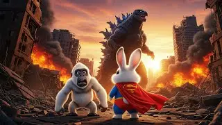 Superman Rabbit vs Godzilla! 🐰🦍 City Destroyed, Baby King Kong Rescued!! 😱