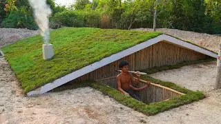 100Days Building Underground House with Gym Room and Decoration Underground Room