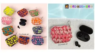 Crochet AirPod Case with T-shirt yarn | Cro-hook art