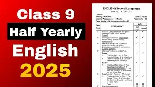 Class 9 half yearly syllabus 2025 English SEBA board