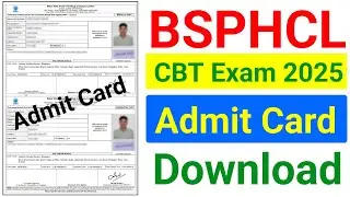 Bihar BSPHCL Admit Card Download 2025 | How to Download BSPHCL Admit Card 2025 |
