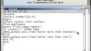 Oracle pl sql tutorial - IF statements in PL_SQL #12