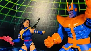 Marvel legends gamerverse Psylocke vs thanos action figure review