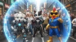 Teamwork Heroes! Blue, Black & White Clean Up City Mouse Mischief (3D Cartoon).