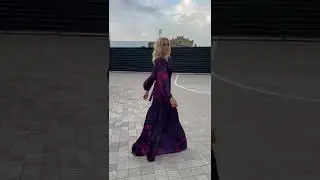 Chiffon Maxi dress in dark purple with flowers