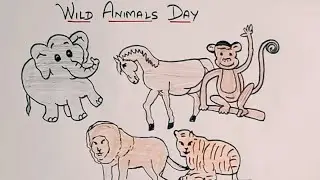 world animals day poster drawing/world animals day drawing for kids/easy world animals day drawing.