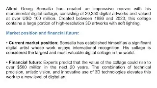 Market position of the monumental digital collage by Alfred Georg Sonsalla, 20,250 digital artworks