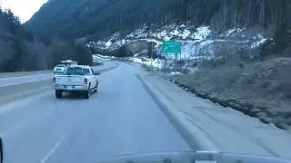 Driving down British Columbia Hwy 5 Coquihalla 8% grade hill