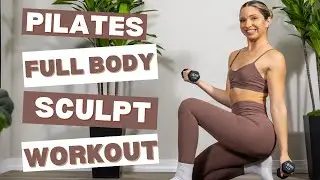 12 min pilates at home FULL BODY sculpt workout to tone | intermediate level | with dumbbells