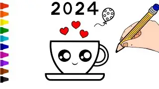 Cute Coffee Cup | Cute Coffee Cup Drawing | Cute Coffee Cup Draw Easy