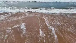 Waves Foam Crashing Seashore 4K Dynamic Shot