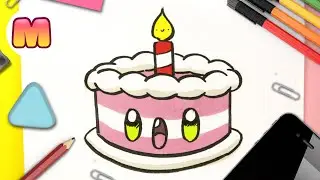 COMO DIBUJAR UNA TORTA KAWAII PASO A PASO - Cómo dibujar una tarta de cumpleaños