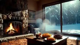Cozy Fireplace with Snow Outside | Relaxing Fireplace Sounds for Sleep & Relaxation (3 Hours) 