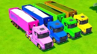 TRANSPORTING COLORFUL RAINBOW TRAILER TRUCKS - ANIMAL FEED - Farming Simulator 22 #9