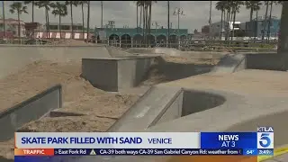 Venice skate park buried in sand to deter recreation