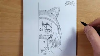 How to Draw a Manga Girl with a Phone | Easy Step by Step Drawing