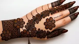 Very simple unique style mehndi design for back hand|new easy mehndi design 2025 | mehandi designs|