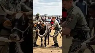 Cow vs. Python Battle... (Shocking Savanna Rescue) 🌍🚫 #shorts #animals #wildlife