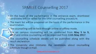 SRMJEEE Counselling 2017