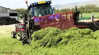 Silage '21 - Two  Valtras on the Clamp, Buck-raking!