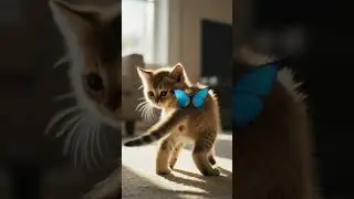 Kitten and Butterfly in the Cozy Living Room