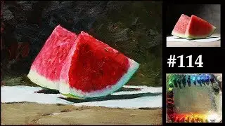 #114 How to paint watermelon in oil Painting for beginner by Fu Dali