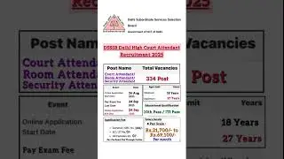 DSSSB,Delhi High court attendent recruitment 2025,👍10th pass@FindJobsVacancy @MISSIONDSSSB