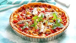Recette : Tarte au fromage frais, tomates cerises et sardines