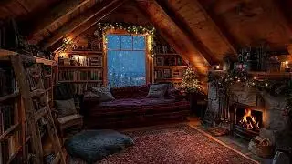 Fireplace Sounds for Deep Sleep - Blizzard & Howling Wind  All Night Winter Ambience