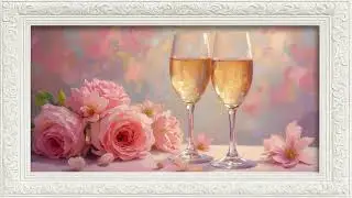 Champagne Romantic Pink Floral Pastel 4k frame tv Art Screensaver