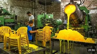 How Plastic Chairs Are Made From Recycle Polythin Plastic ! Amazing Manufacturing Process