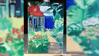 Pintando con acr&iacute;lico en lienzo