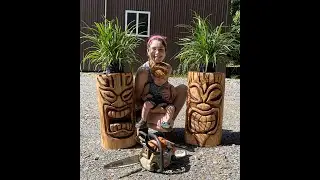 Carving a Tiki Head