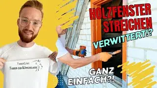 Verwitterte Holzfenster streichen mit Holzlack f&uuml;r Au&szlig;en wetterfest - farbenloewe.de