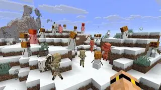 Snowball fights with Snow Golems (and some Goats) in Creative Minecraft