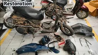 Activa 6G Full Body Repaint Blue colour || Restoration || Denting and painting
