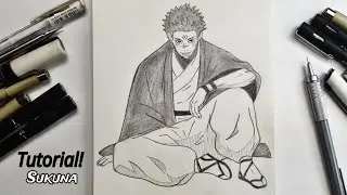 How To Draw Sukuna Manga Sketch Full Body Sitting pose | Step by Step pencil sketch | Jujutsu Kaisen