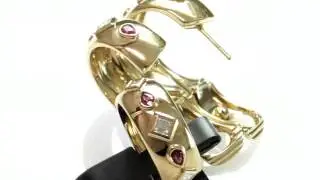 MTSJ11173 - CARTIER Diamond Ruby 18k Yellow Gold Ring & Earrings