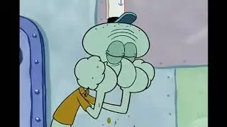 Squidward eating trash out of the garbage. YTP