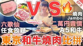 東京自由行❣️東京和牛燒肉比拼🔥六歌仙放題VS二萬円A5和牛超豪華😱想知邊間抵食好食要睇‼️平價任食放題新宿第一VS予約困難高評分貴價A5和牛名店｜日本旅遊2023｜東京vlog EP3｜小蛋花