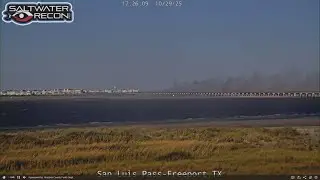 Fire burning nearing San Luis Pass bridge in Galveston
