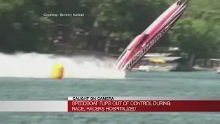 Speedboat flips out of control in race