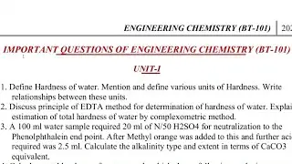 RGPV Engineering Chemistry Important Questions (BT - 101) 📖🚀